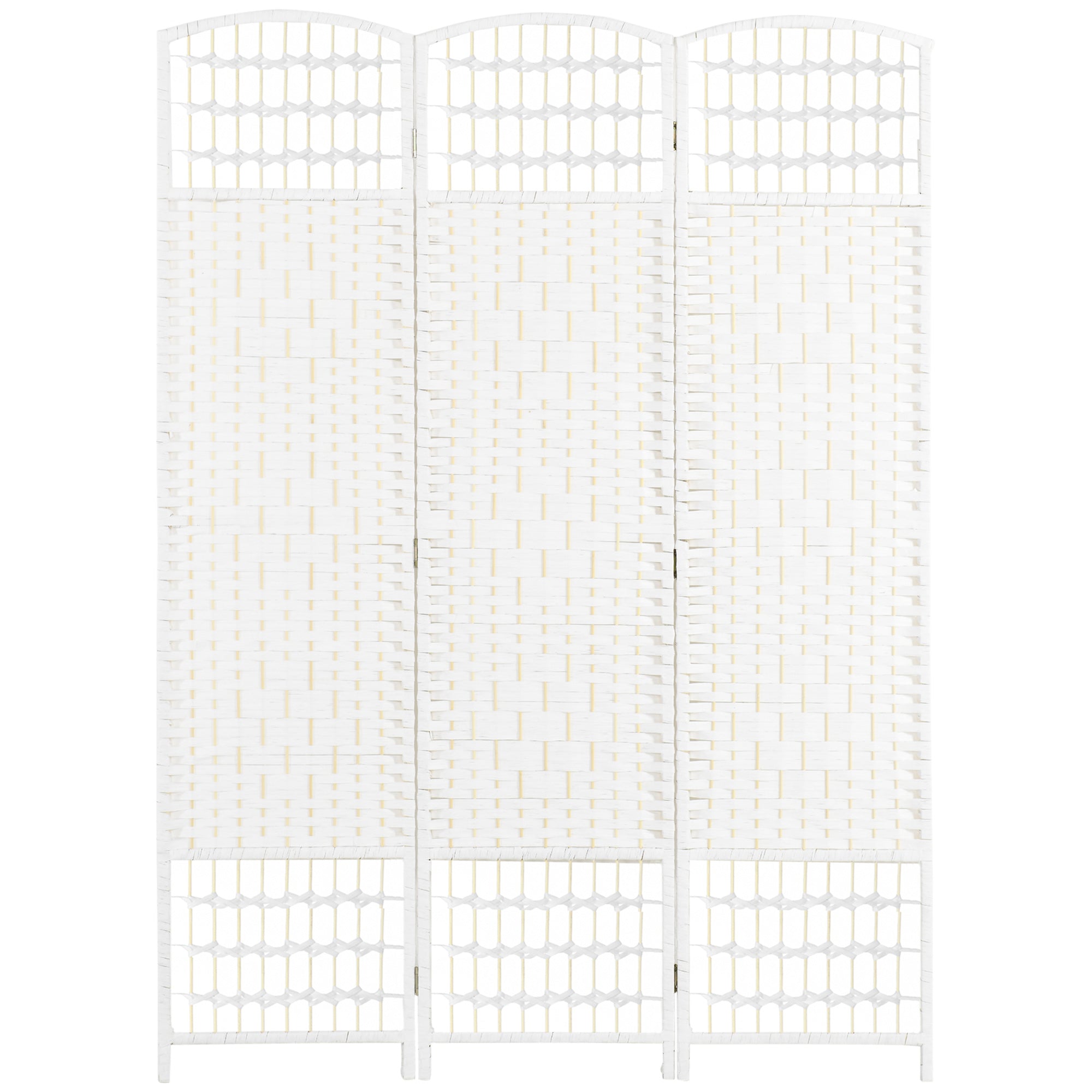 HOMCOM 3-Panel Folding Room Partition: Portable Privacy Screen, Wave Fiber Room Partition for Home Office, White