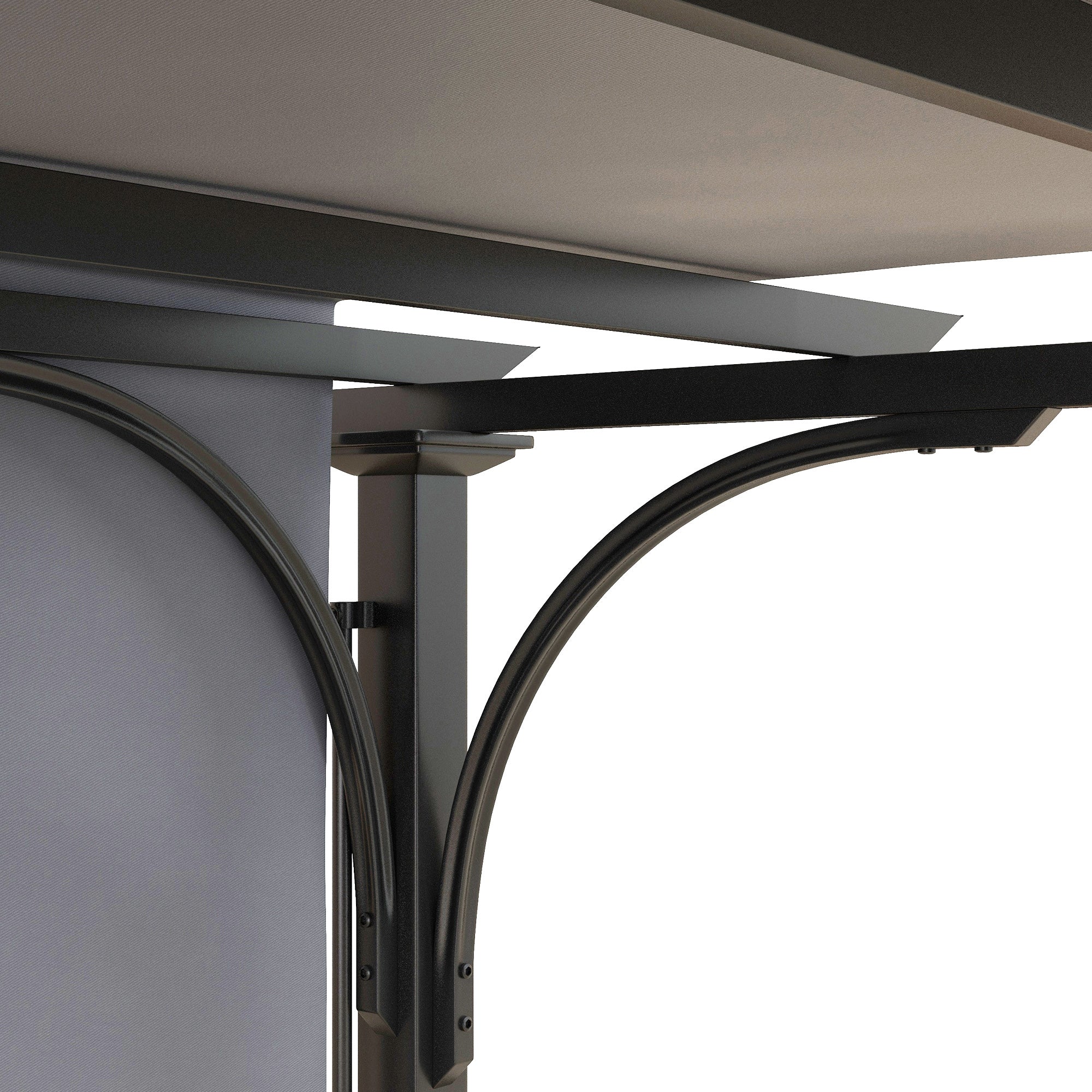 Outsunny Outdoor Pergola 10'x10', Patio Gazebo with Retractable Canopy, Steel Frame, Grey for Sun Shelter