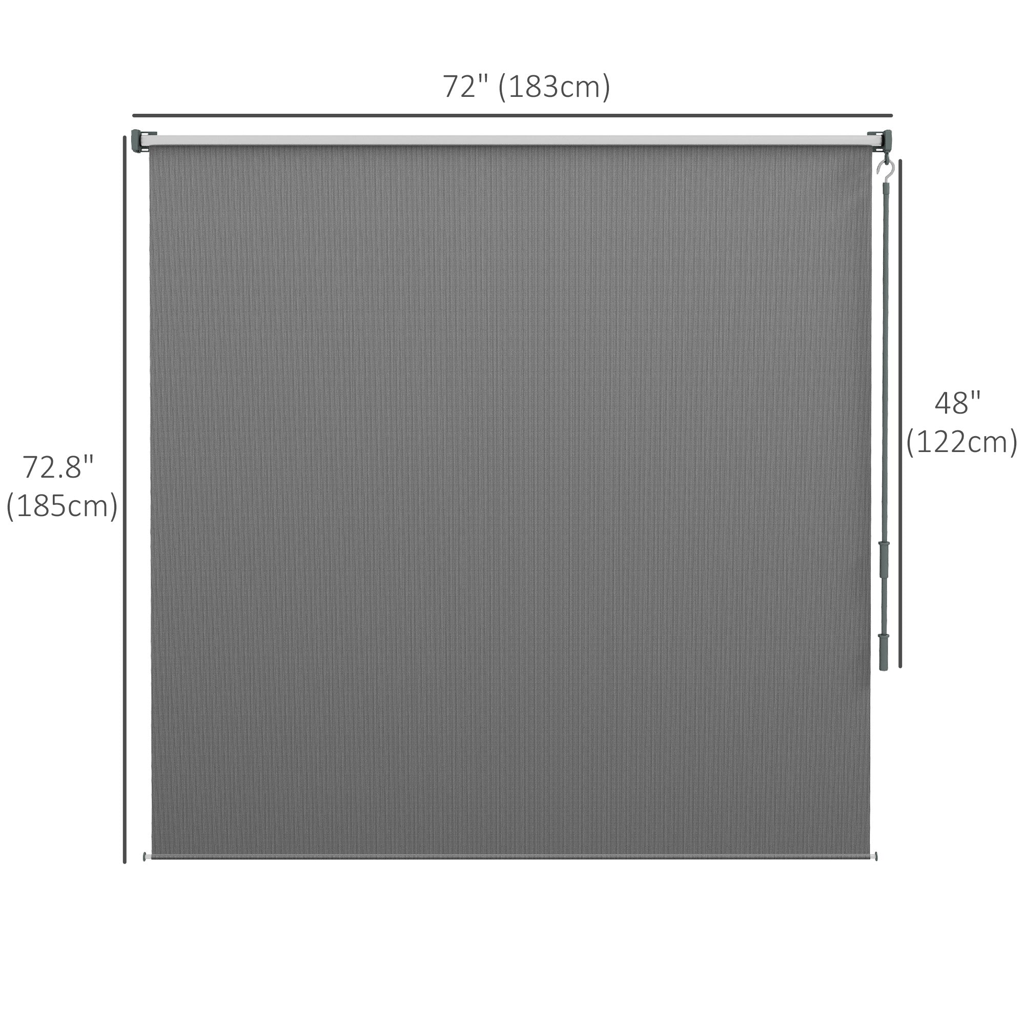 Outsunny 6' x 6' Patio Door Blinds, Outdoor Roller Shades, Cordless Roll Up Shade for Porch Gazebo, Light Grey