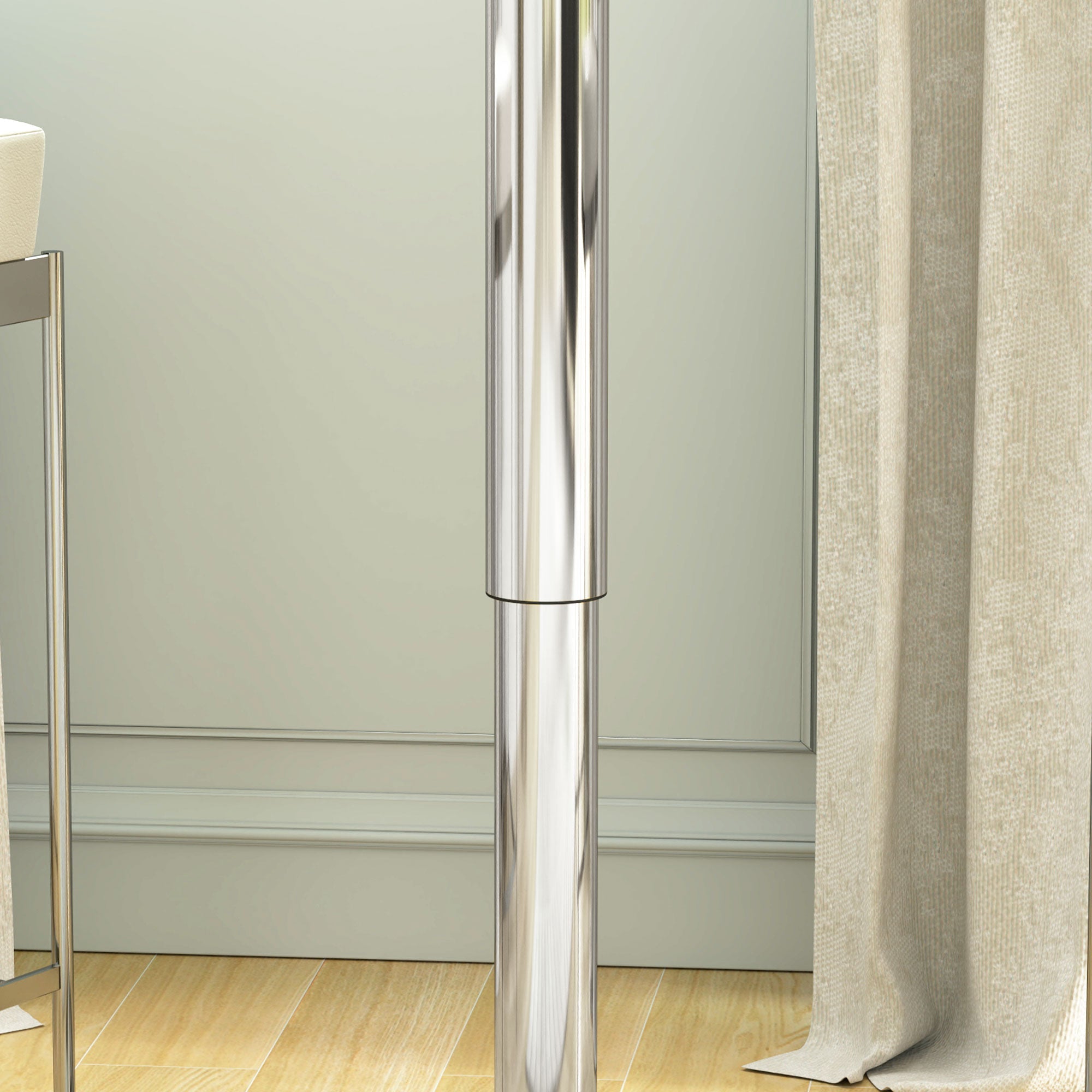 HOMCOM Adjustable Modern Round Bar Table White Faux Leather Wooden Top Chrome Base Home Pub Bistro Desk