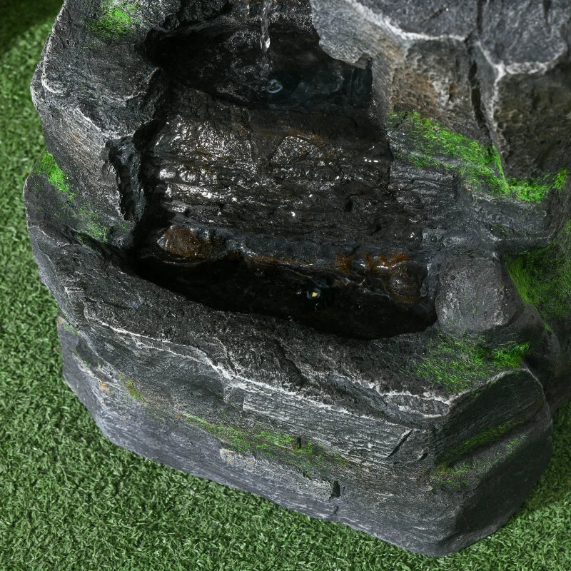 Garden Water Feature with LED Lights and Pump, 4 Tier Cascading Water Fountain for Outdoor