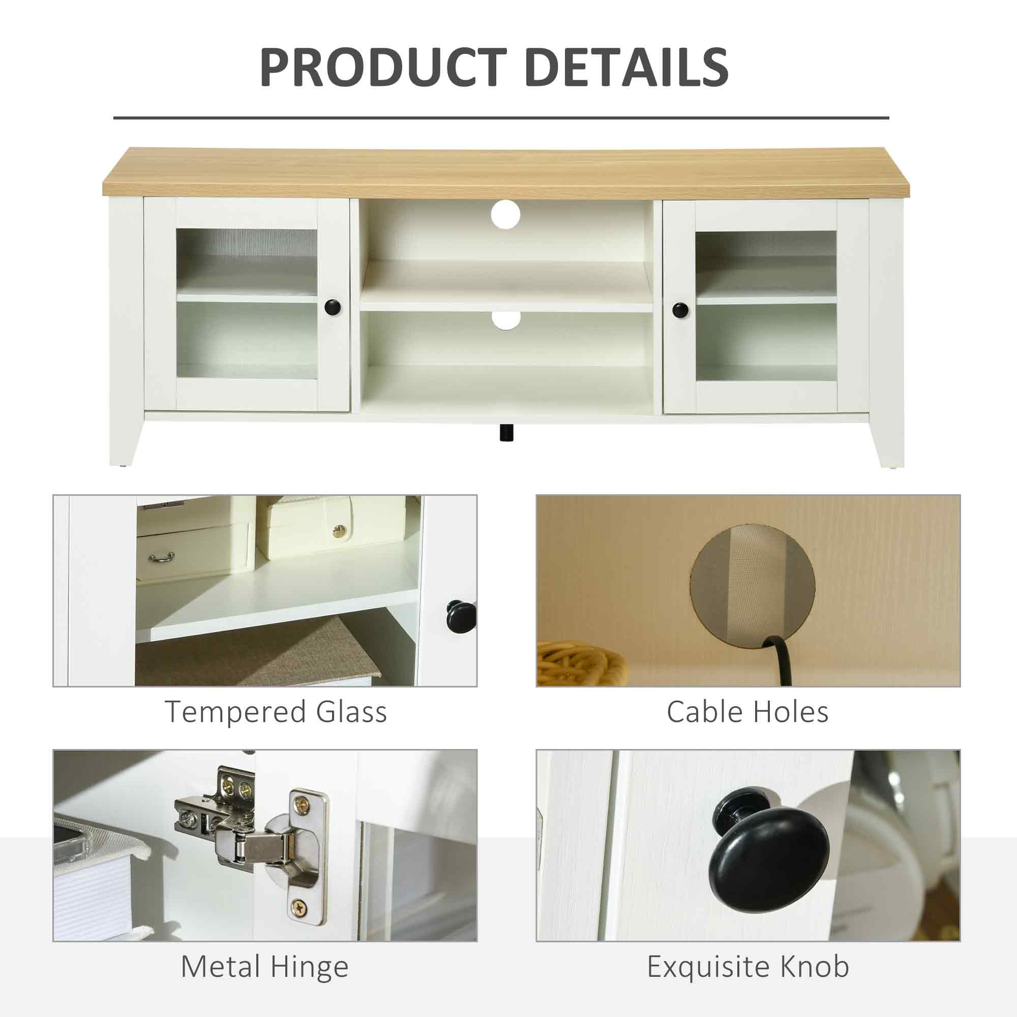 HOMCOM Wooden Entertainment Ensemble: TV Stand for 60" Screens, Console with Storage Doors for Living Room, Bedroom