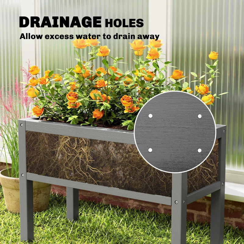 Raised Garden Bed with Legs, HDPE Raised Planter with Drainage Holes and Liner for Vegetables Flowers Herbs