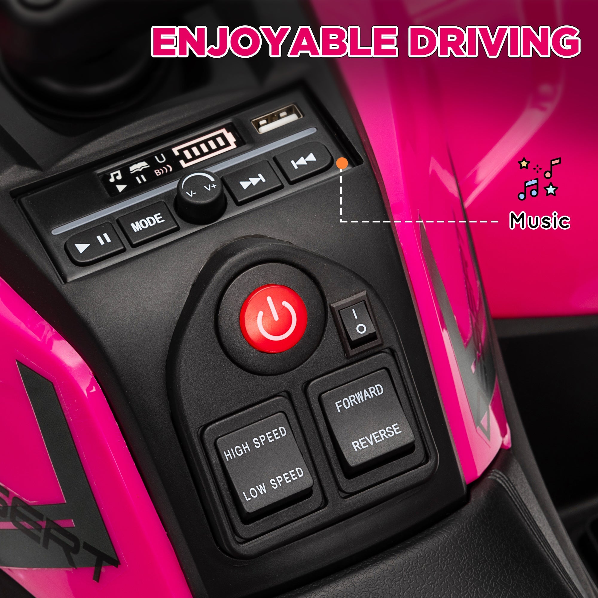 Qaba Kids ATV, 12V Battery Powered Electric Ride on Toy w/ Spring Suspension, Storage Basket, High & Low Speed, Pink