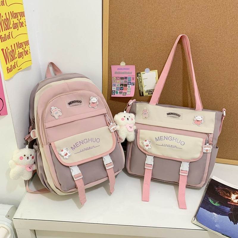 2pcs Large Capacity School College Girls Backpack Shoulder Bag