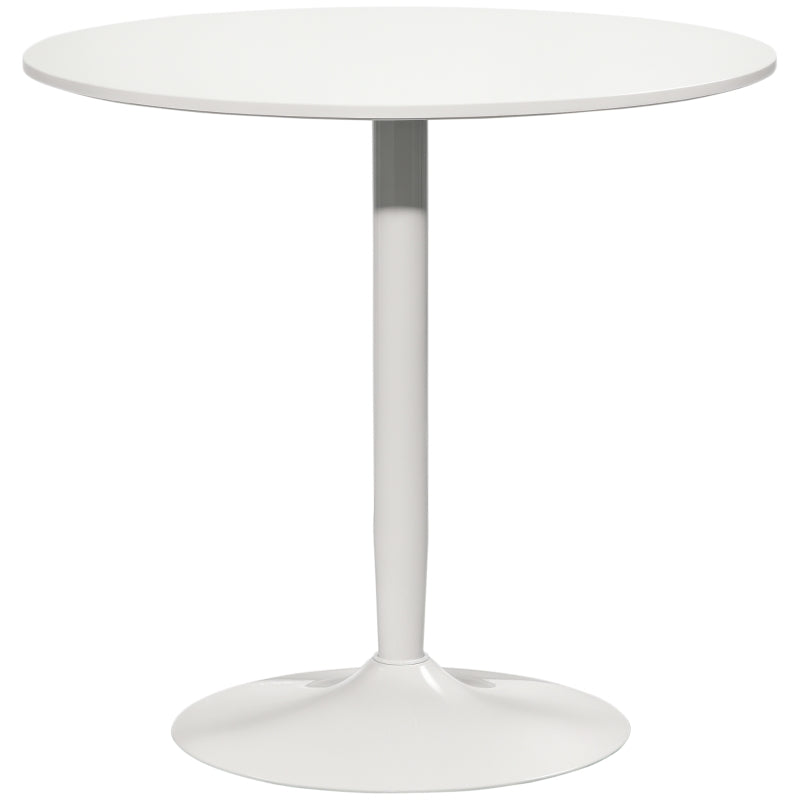 Modern Kitchen Table for 2 People, Round Dining Table with Steel Base for Living Room, Dining Room, White