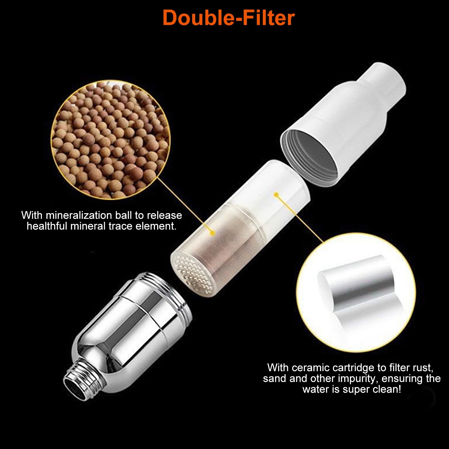 5.5In High Pressure Shower Head Stainless Steel Powerful Energy Bath Heads Water Saving 360° Rotating Round Showerhead