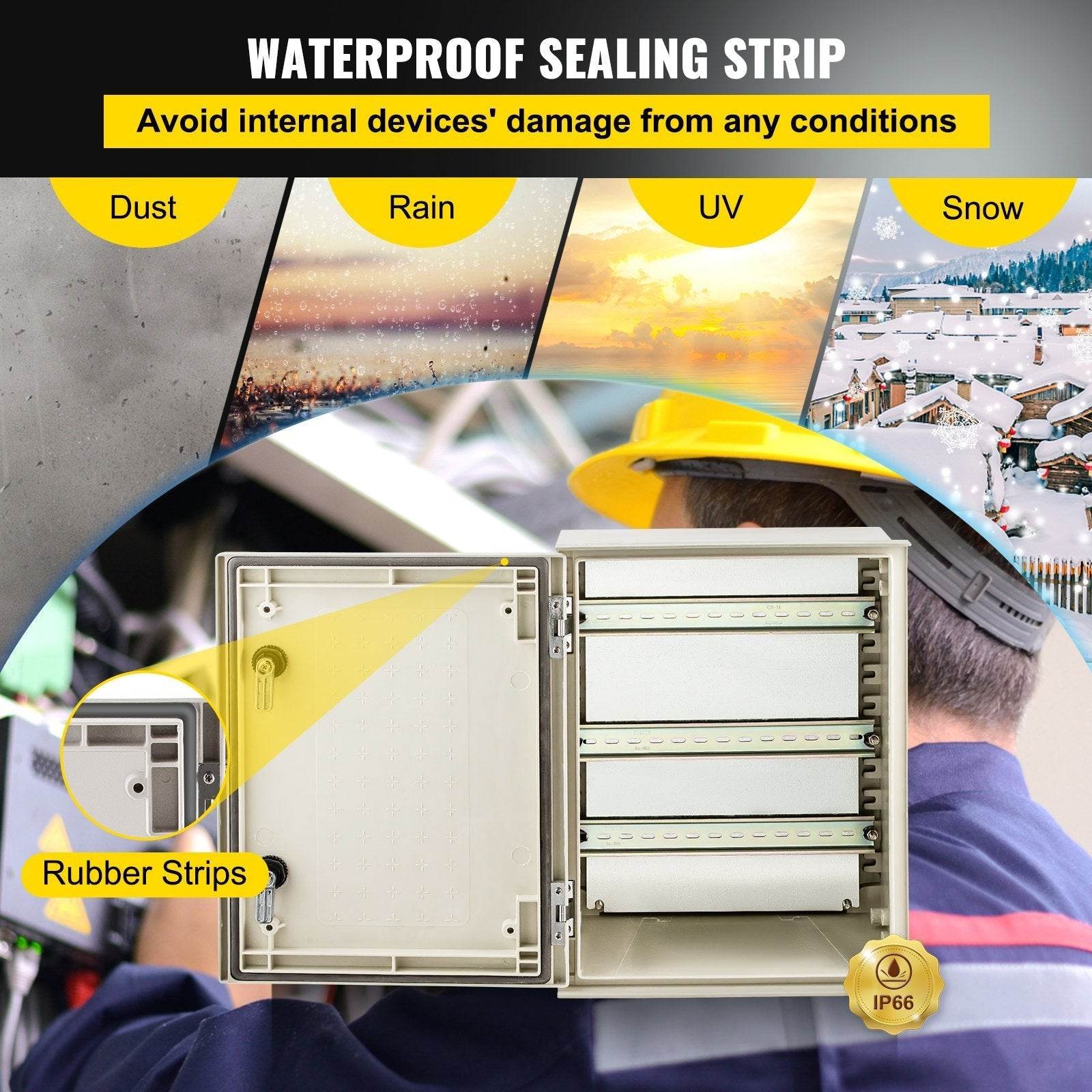 NEMA Steel Enclosure, 16 X 12 X 8 NEMA 4X Fiberglass Electrical Box, IP66 Waterproof & Dustproof, Outdoor Indoor Electrical Junction Box, With Mounting Plate