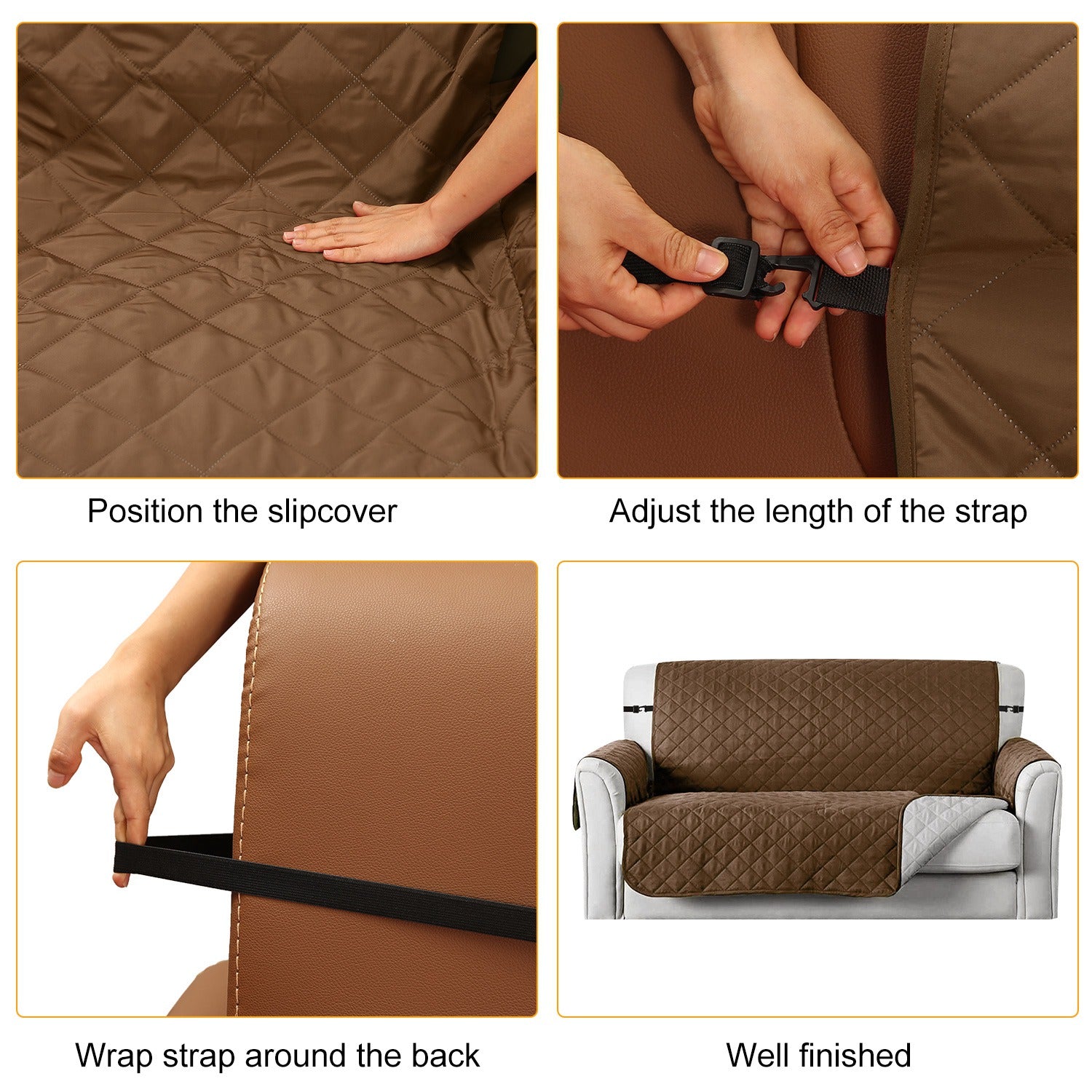Reversible Sofa Cover Chair Loveseat Couch Microfiber Slipcover Cushion Furniture Protector Shield Water-Resistant w/ Elastic Strap for Kids Pet Dog C