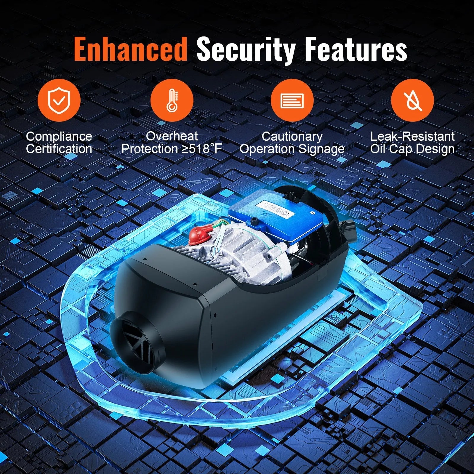 VEVOR Diesel Air Heater, 12V 2KW Diesel Heater with Remote Control and LCD Display, 10L Fuel Tank Diesel Parking Heater, Rapid Heating for RV, Trailer, Camper Van, Boat