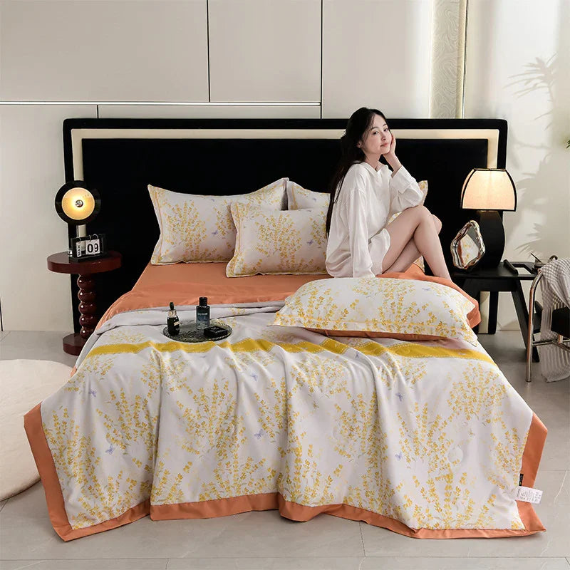 Printed Washed Tencel Summer Cooling Duvet Four-piece Set