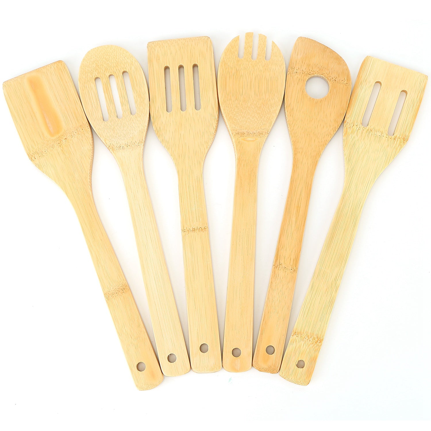 6Pcs Cooking Utensil Bamboo Wooden Spoons Spatula Kitchen Cooking Tools Nonstick Wooden Cookware Kitchen Gadgets