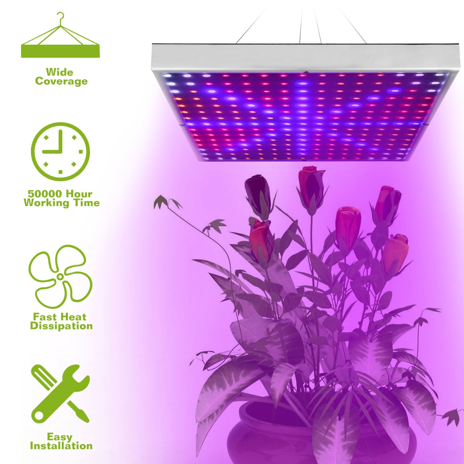 LED Grow Light Full Spectrum Hanging 225 LEDs Plant Grow Lamp Indoor Grow Light for Greenhouse Succulents Seedlings Plants Veg and Flower?15W LEDs?