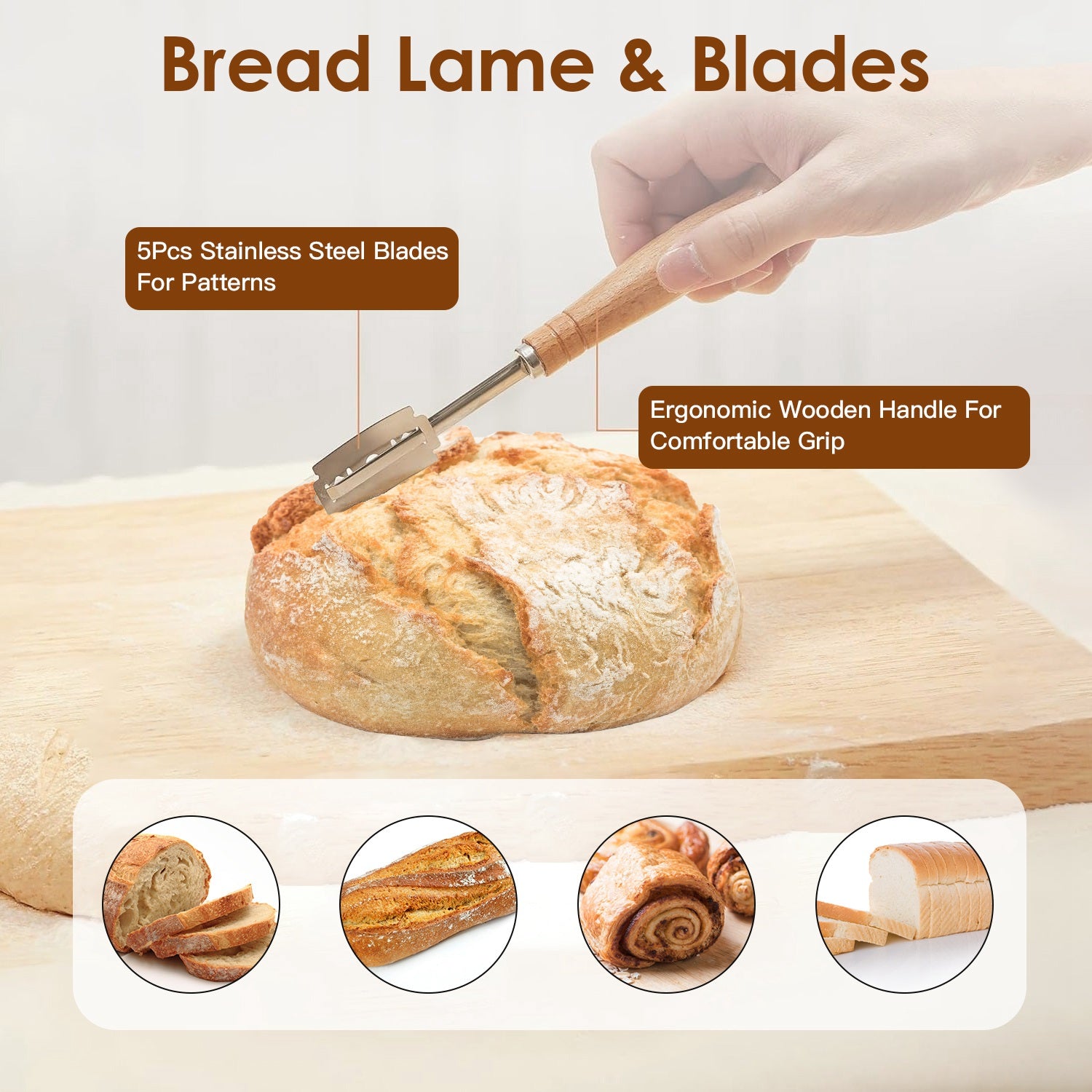 Complete Bread Baking Kit Banneton Proofing Basket Set 9In Round And 10In Oval Basket With Linen Liner Lame Dough Scraper Whisk