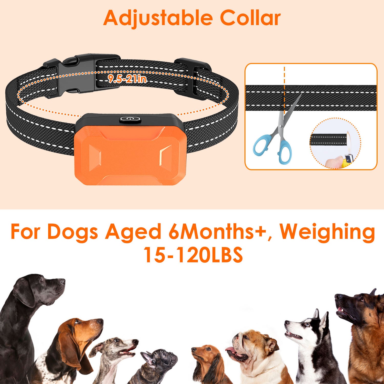 Electric Dog Training Collar Receiver IP67 Waterproof Shock Vibration Beep Mode Anti-Bark Dog Deterrent Training Collar for Dog Fence System