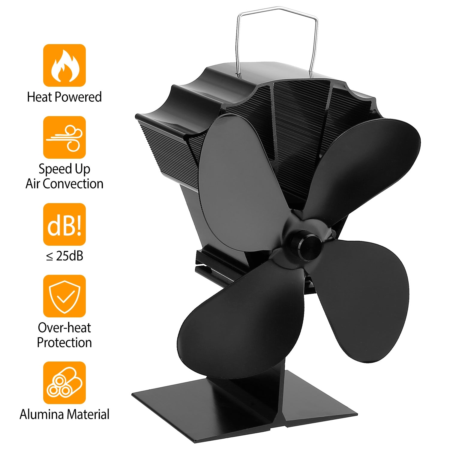 Heat Powered Stove Fan Aluminum Silent Eco Fan For Wood Log Burner Fireplace Warm Air Fan For Winter