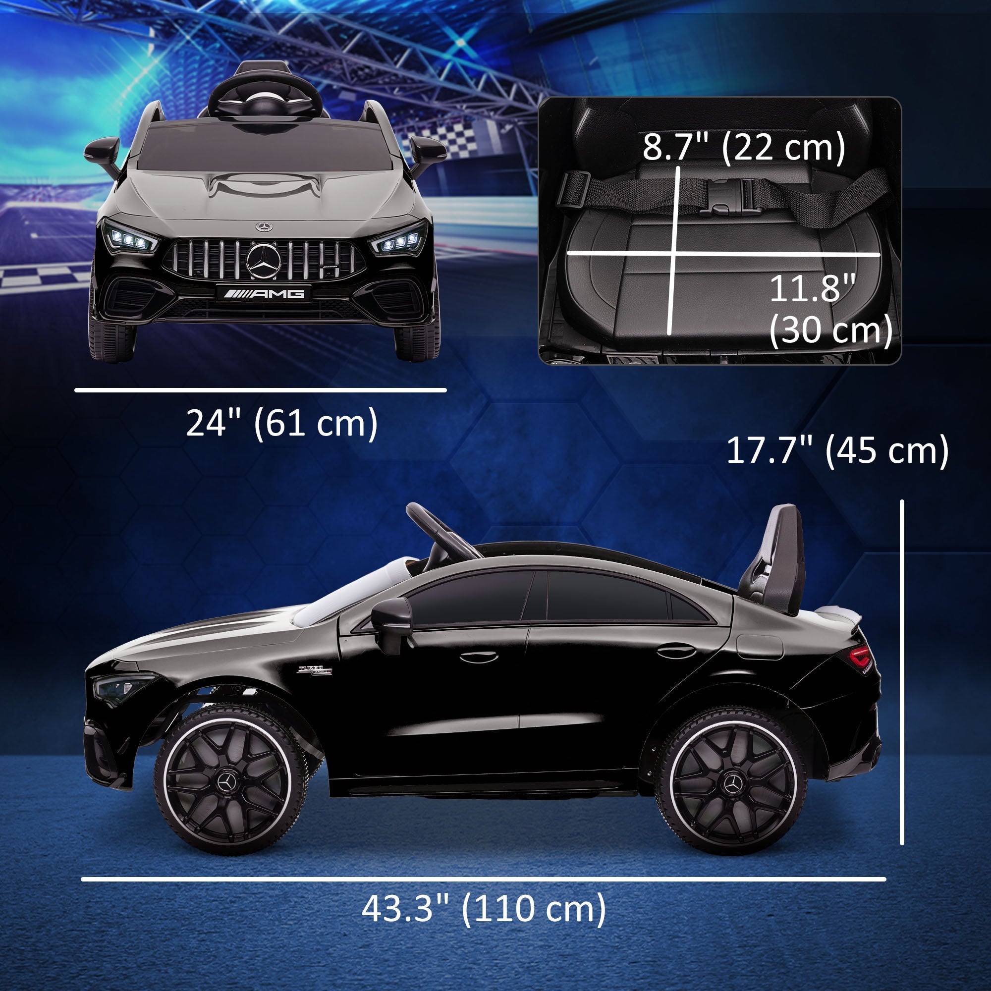 Qaba Mercedes-AMG Licensed 12V Ride on Car, Kids Electric Car with Remote Control, Spring Suspension, LED Lights, Black