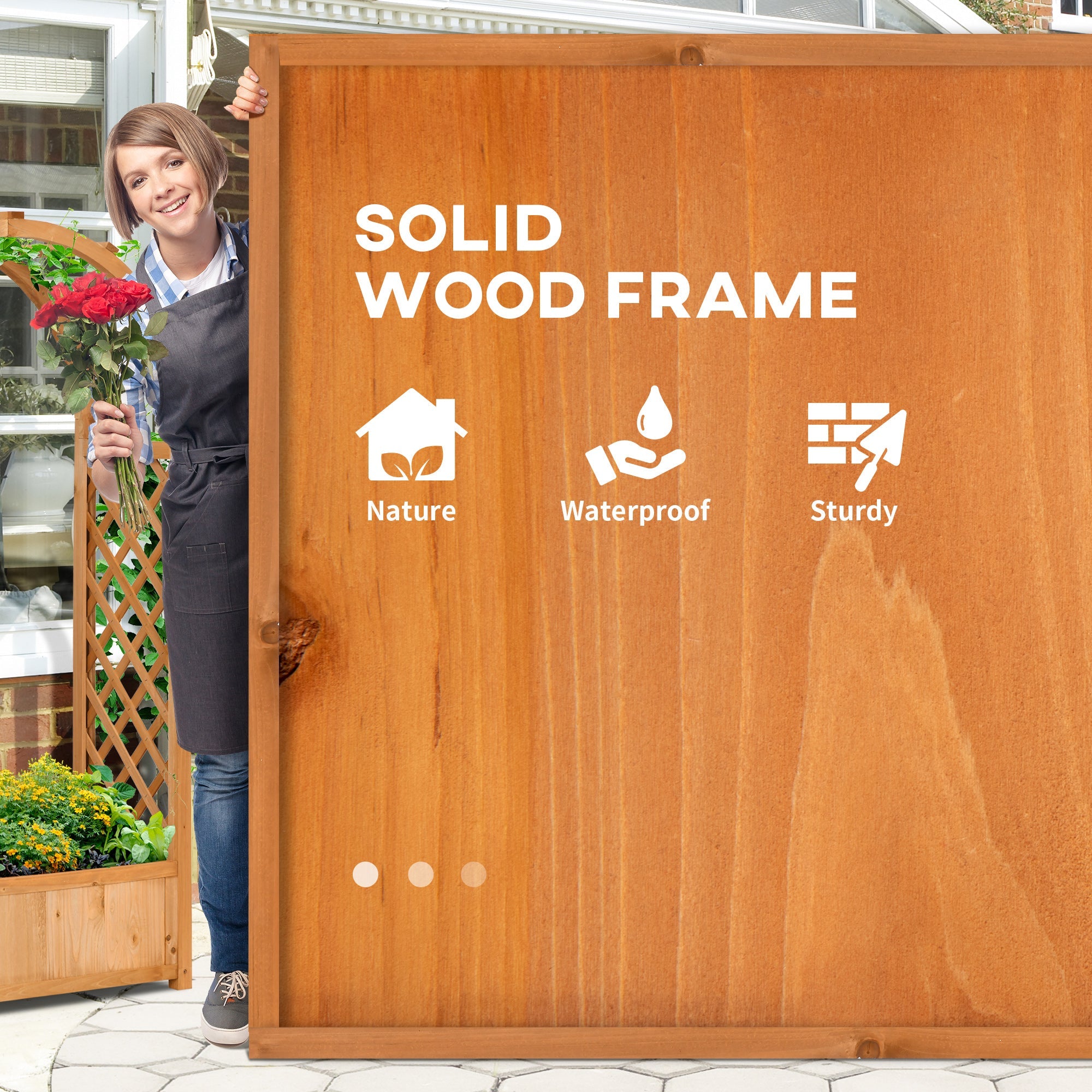 Outsunny Raised Garden Bed with Arch Trellis, Freestanding Outdoor Planter Box for Vine Climbing Plant Flower Herb, Brown