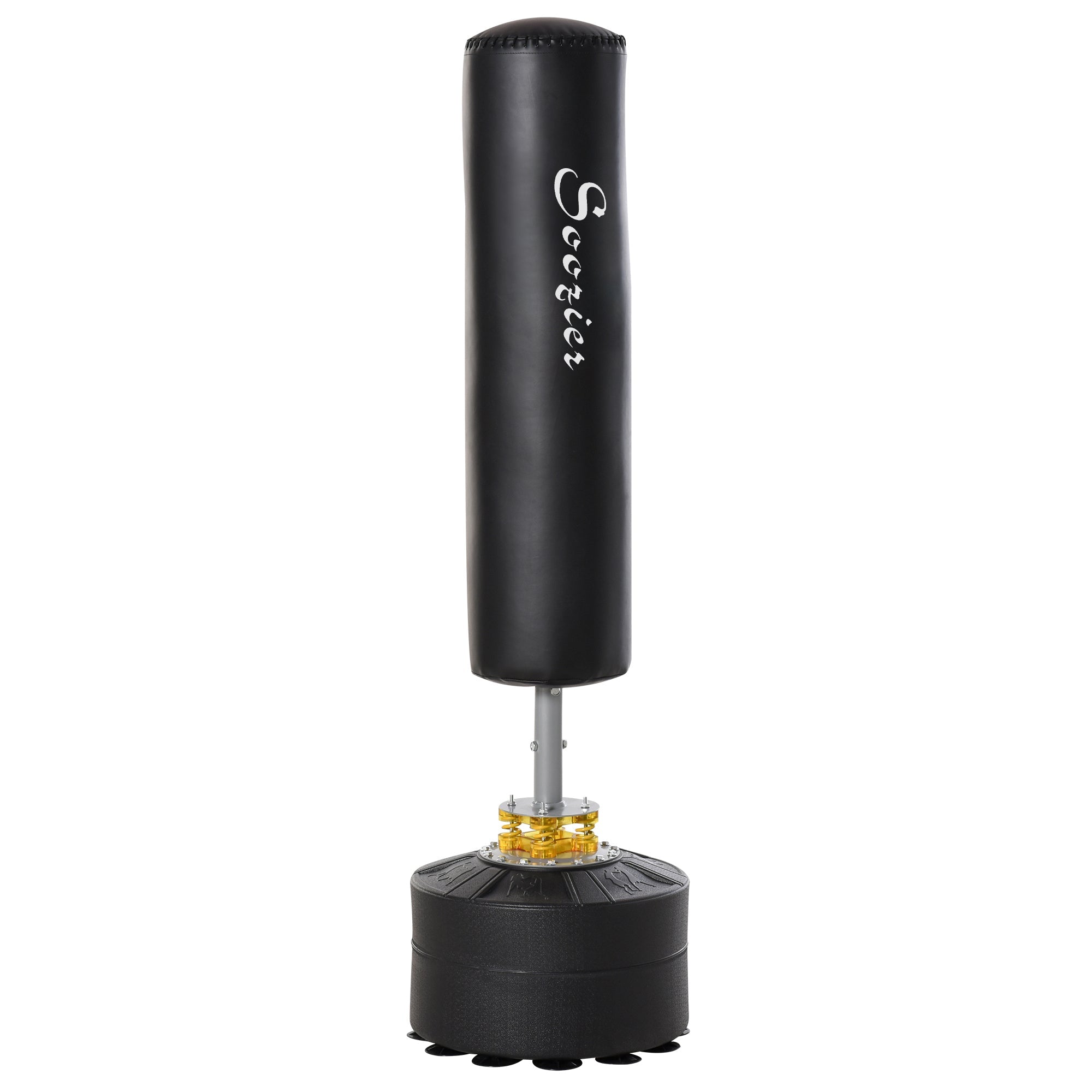 Soozier Freestanding Boxing Punch Bag Stand, Height Adjustable, with Fillable Base, Absorption Springs, Suction Cups