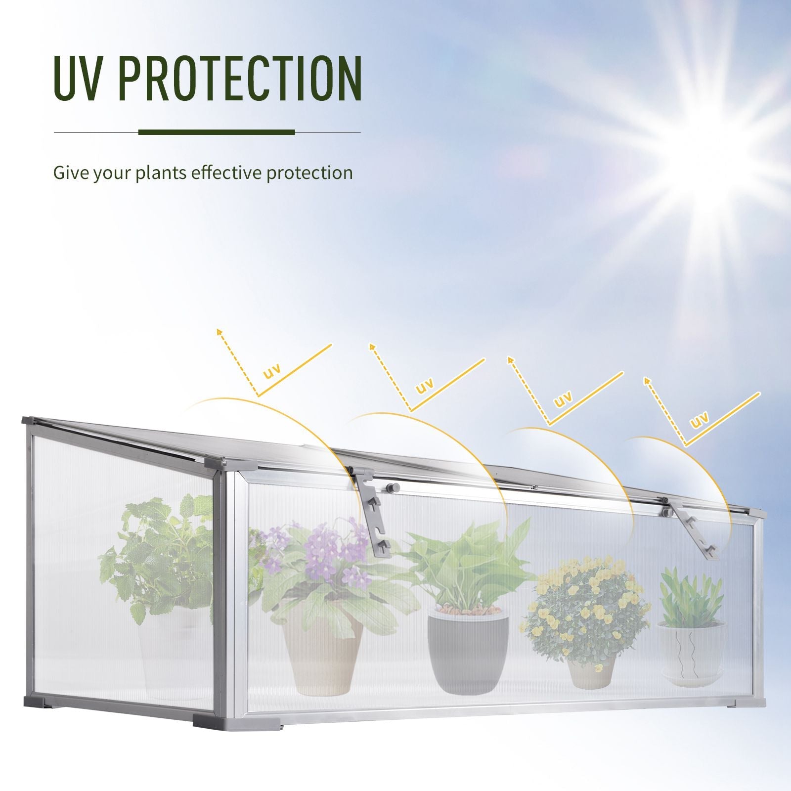 Outsunny Outdoor Indoor Grow Enclosure: 39''x23.5''x17.25'' with Adjustable Sunshine Board Cold Frame Larger Cavity
