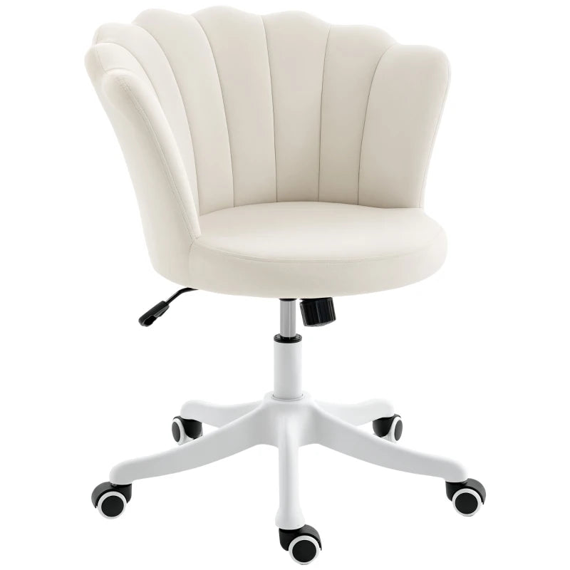 Office Chair, Armless Swivel Desk Chair with Adjustable Height, Backrest, Tilt Function for Office, Vanity, Cream