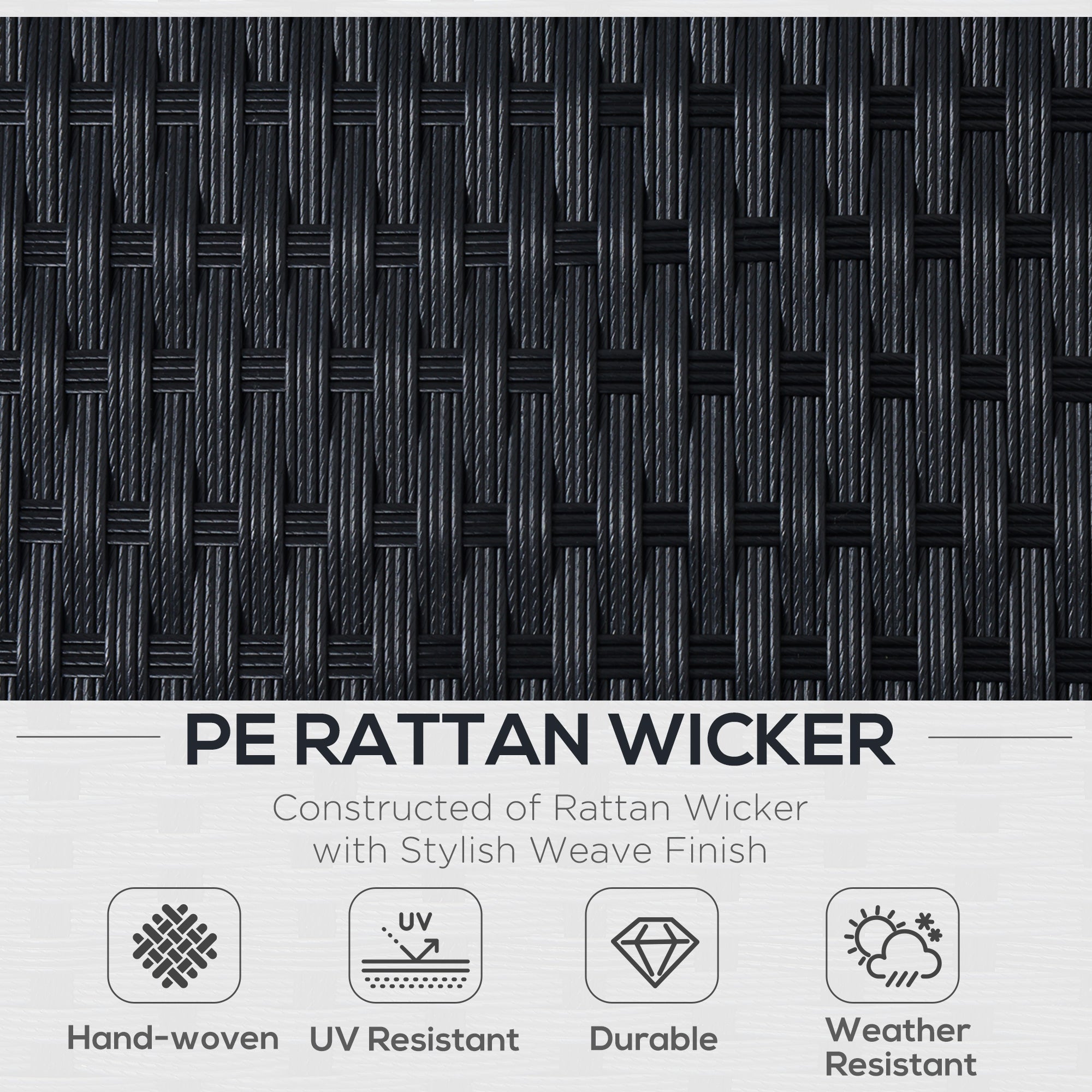 Aosom Rattan Loveseat and Ottoman Set - 2pc Wicker Sofa Table Set with Cushions for Outdoor Patio Furniture