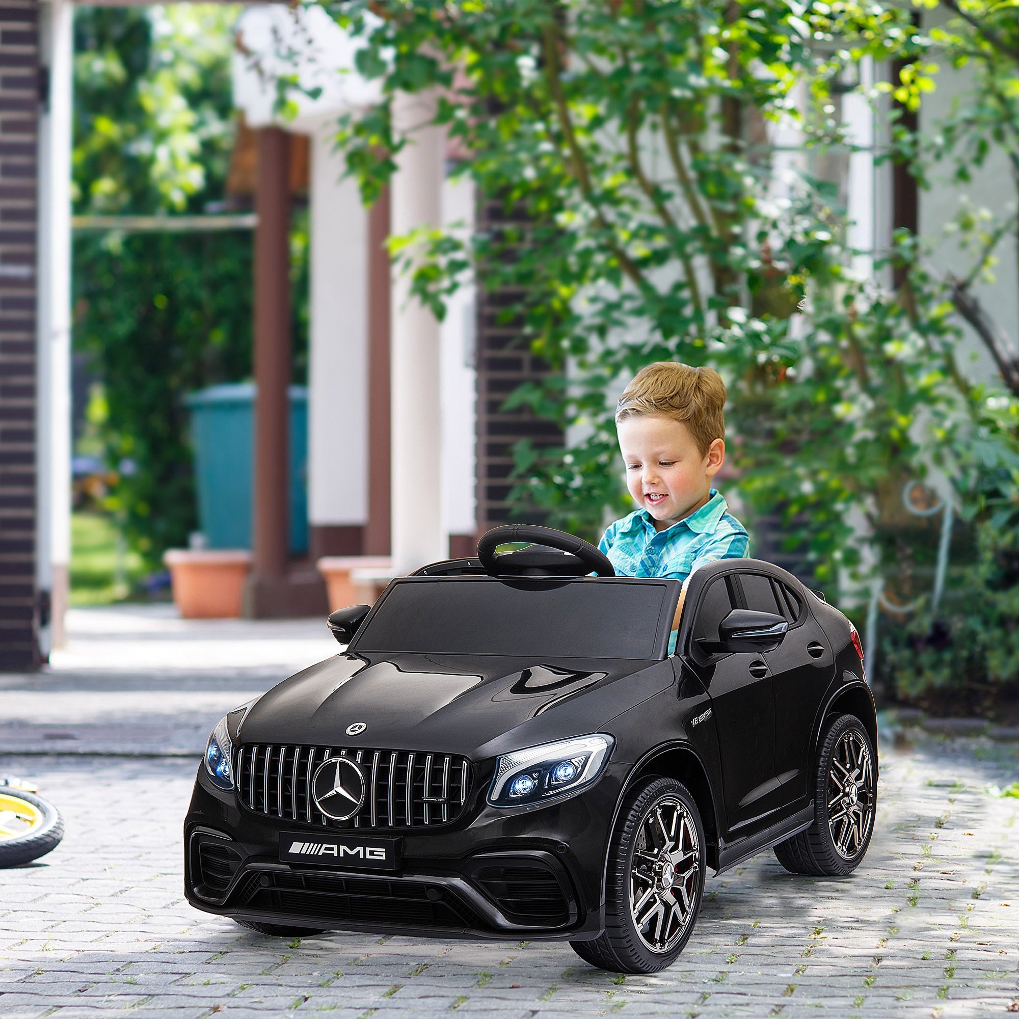 Aosom Licensed Ride-On Car: 12V Electric, Remote Control, Suspension Wheels, Black, Kids Powered Ride-On