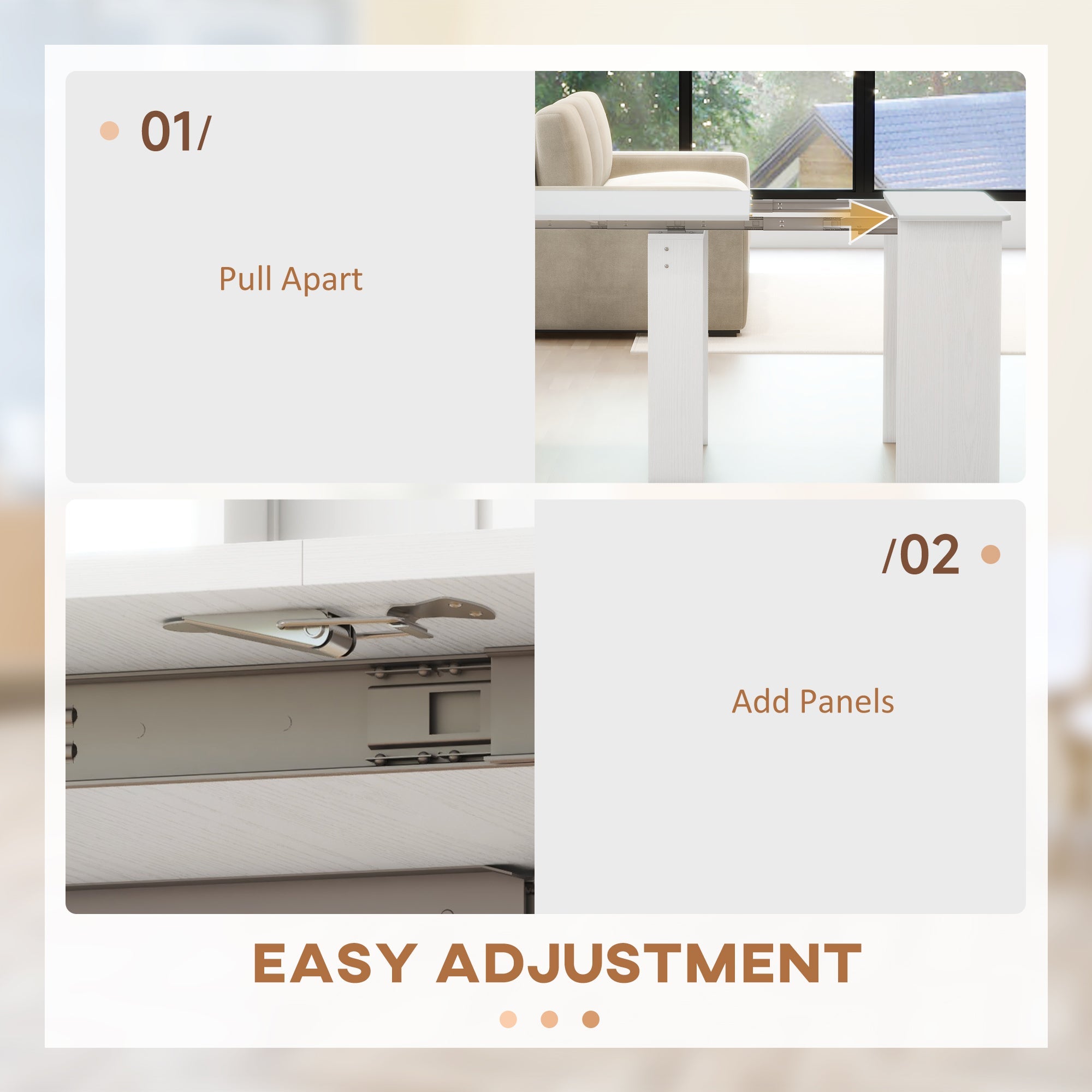 HOMCOM Compact Folding Dining Table Extendable Space Saver Kitchen Furniture Seats 6 White