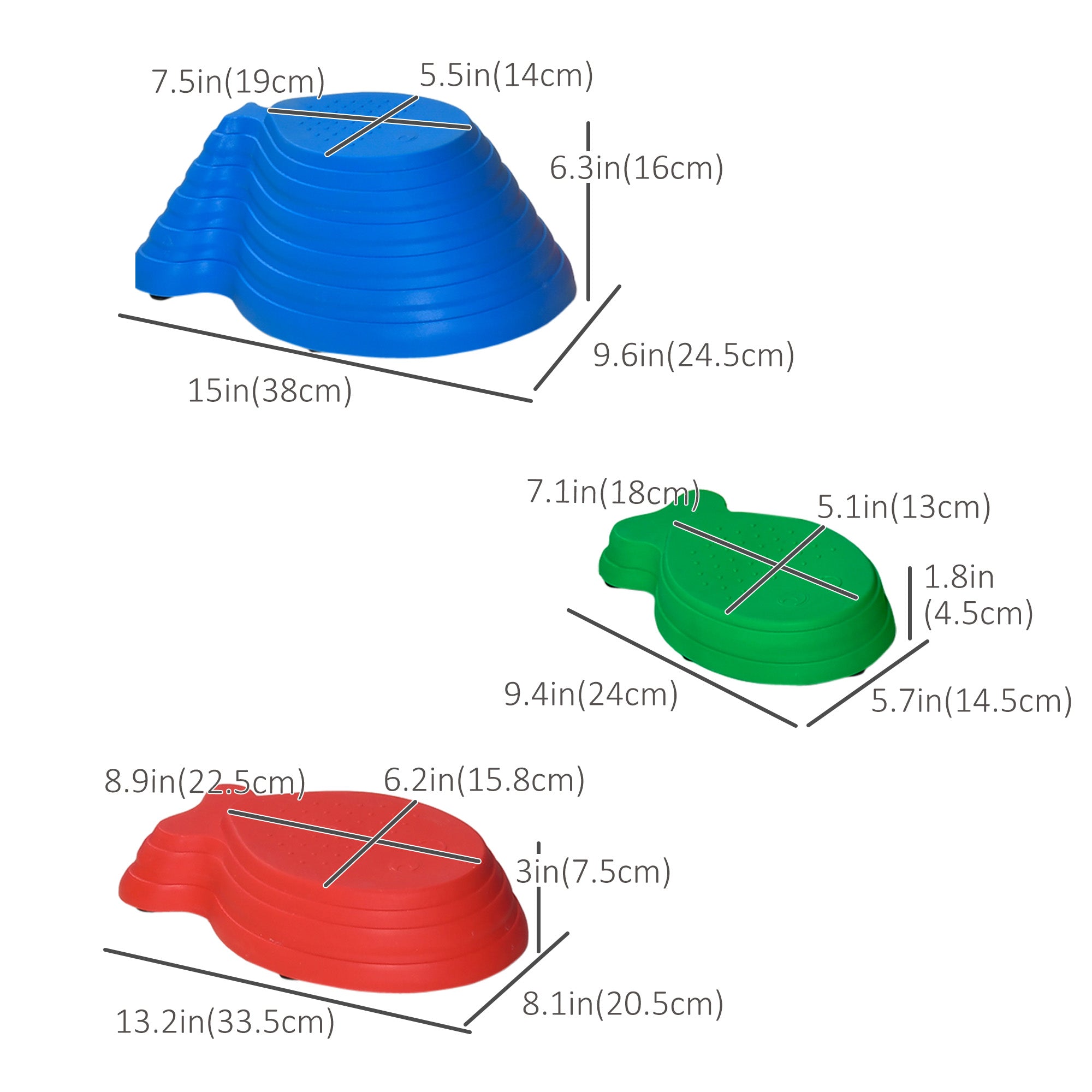 Outsunny Sensory Stepping Stones: 8pc Balance River Stones for Kids Obstacle Course, Indoor/Outdoor Play Equipment for Ages 3-8