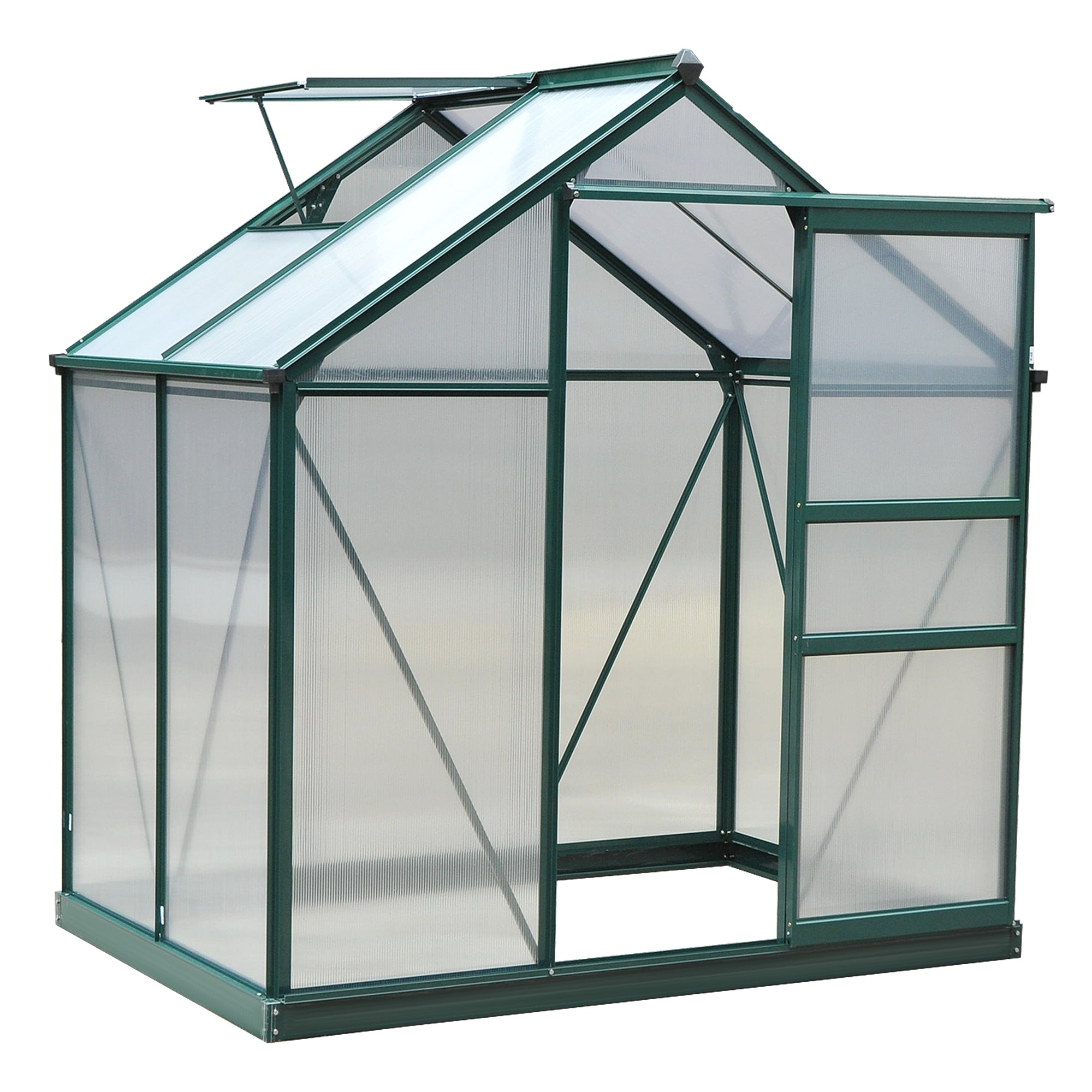 Outsunny Clear Polycarbonate Greenhouse 6.2' x 4.3' x 6.6' Large Walk-In Garden Plant Grow House Galvanized Aluminium Frame