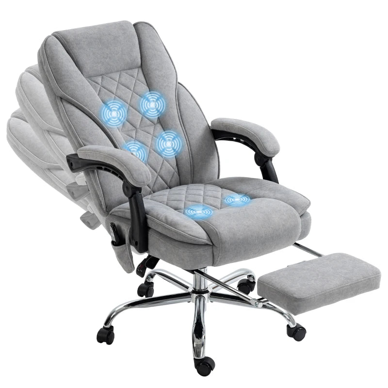 Massage Office Chair, Reclining Computer Chair with Adjustable Height and Footrest, Grey