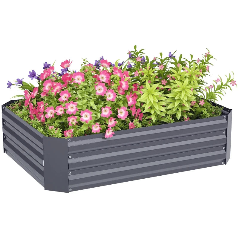 Galvanized Raised Garden Bed, 4' x 3' x 1' Outdoor Metal Planter Box, Raised Bed for Growing Flowers Herbs, Dark Grey