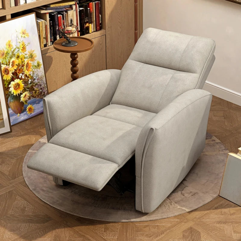 Power Recliner Chair, Fabric Upholstered Recliner Chair with USB Ports, Footrest, Beige
