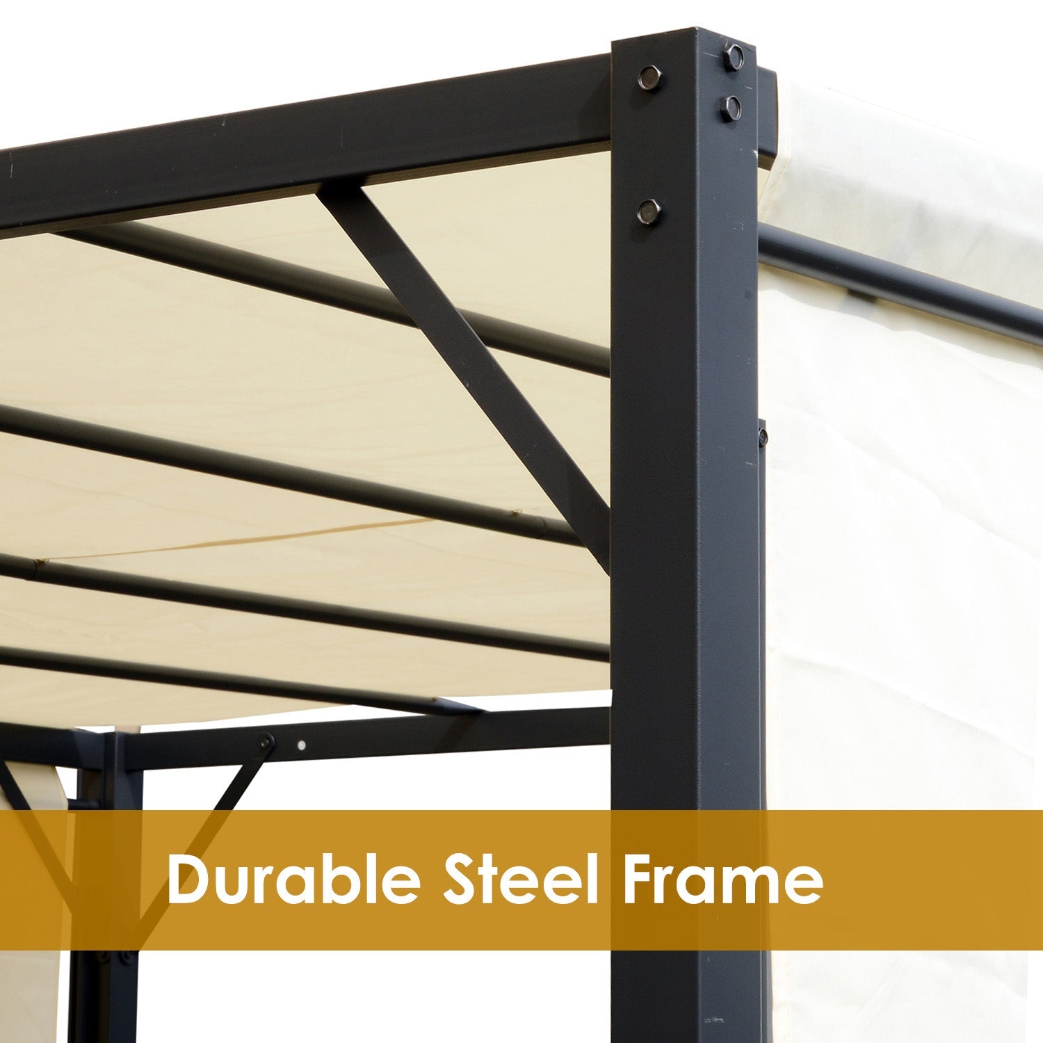 Outsunny 10'x10' Steel Pergola with Retractable Canopy Water Resistant Cream White