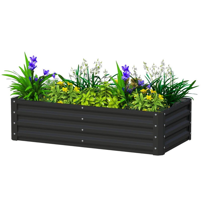 Galvanized Raised Garden Bed, Outdoor Planter Box for Vegetables, Flowers, Herbs, 4' x 2' x 1', Black