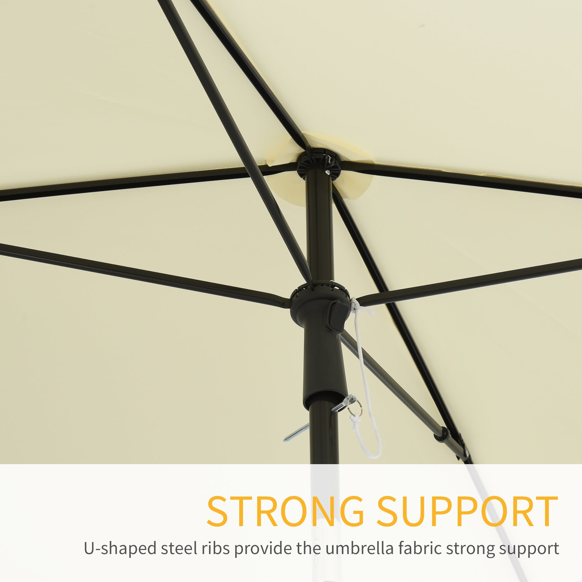Outsunny Patio Umbrella: 7x4ft Rectangular Aluminum Tilt UV Protection Beige