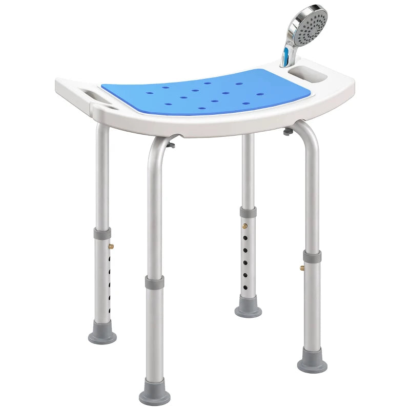 Height Adjustable Shower Chair, 20.5"W Aluminum Shower Stool for Inside Shower with Suction Cup Feet, EVA Padded Bath Seat for Senior, Elderly, Disabled