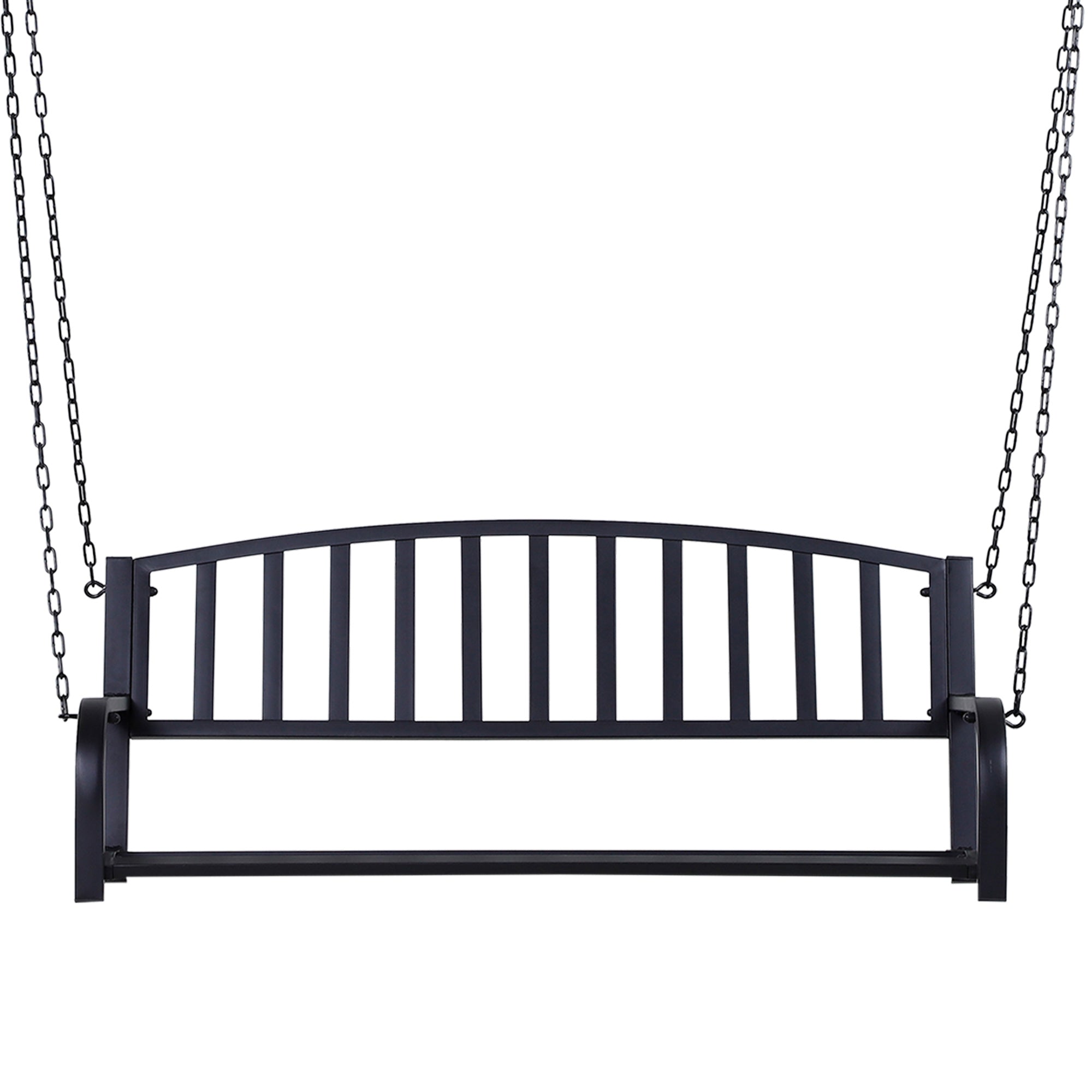 Outsunny 50" Porch Swing Bench Lounger: Outdoor Hanging Glider Chair Steel Frame Black