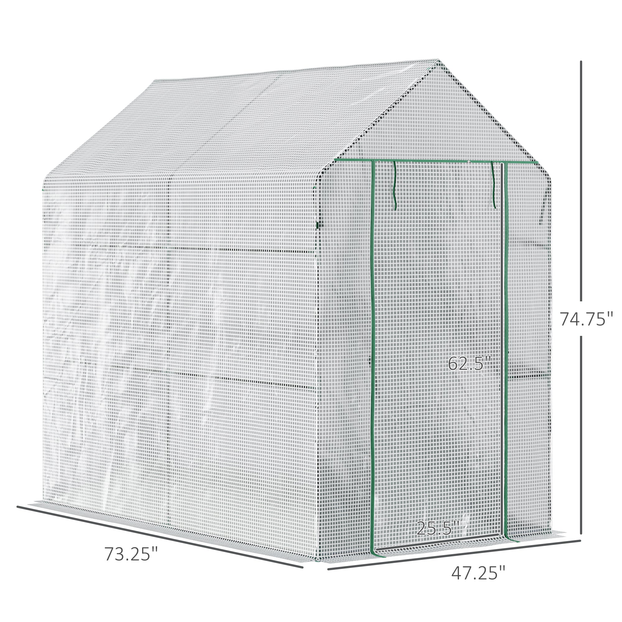 Outsunny Walk-in Grow Sanctuary: 73"x47"x75" Outdoor Portable Bloom Flower Warm Abode Tunnel Shed White