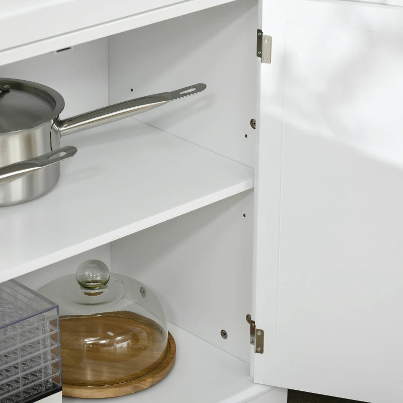72" Kitchen Pantry Cabinet, Freestanding Storage Cabinet, 4-Door Cabinet with Drawer and Adjustable Shelves, White