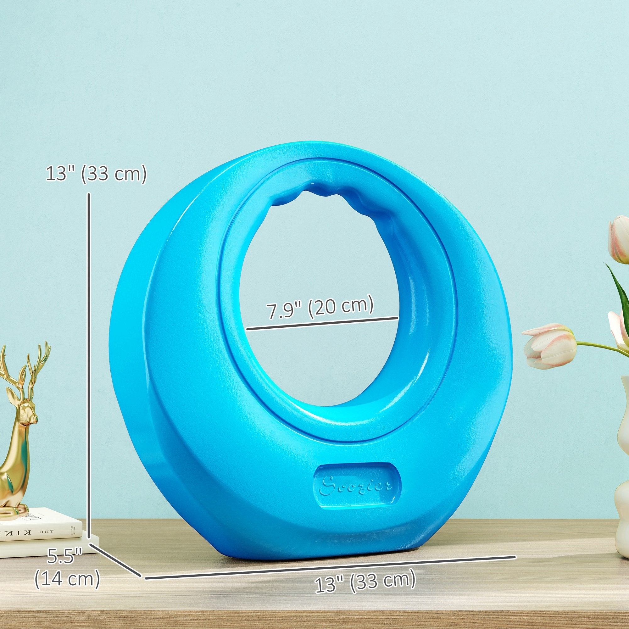 Soozier 22lbs Kettlebell, Soft Kettle Bell with Wide Handle for Home Gym Weight Lifting and Strength Training, Light Blue