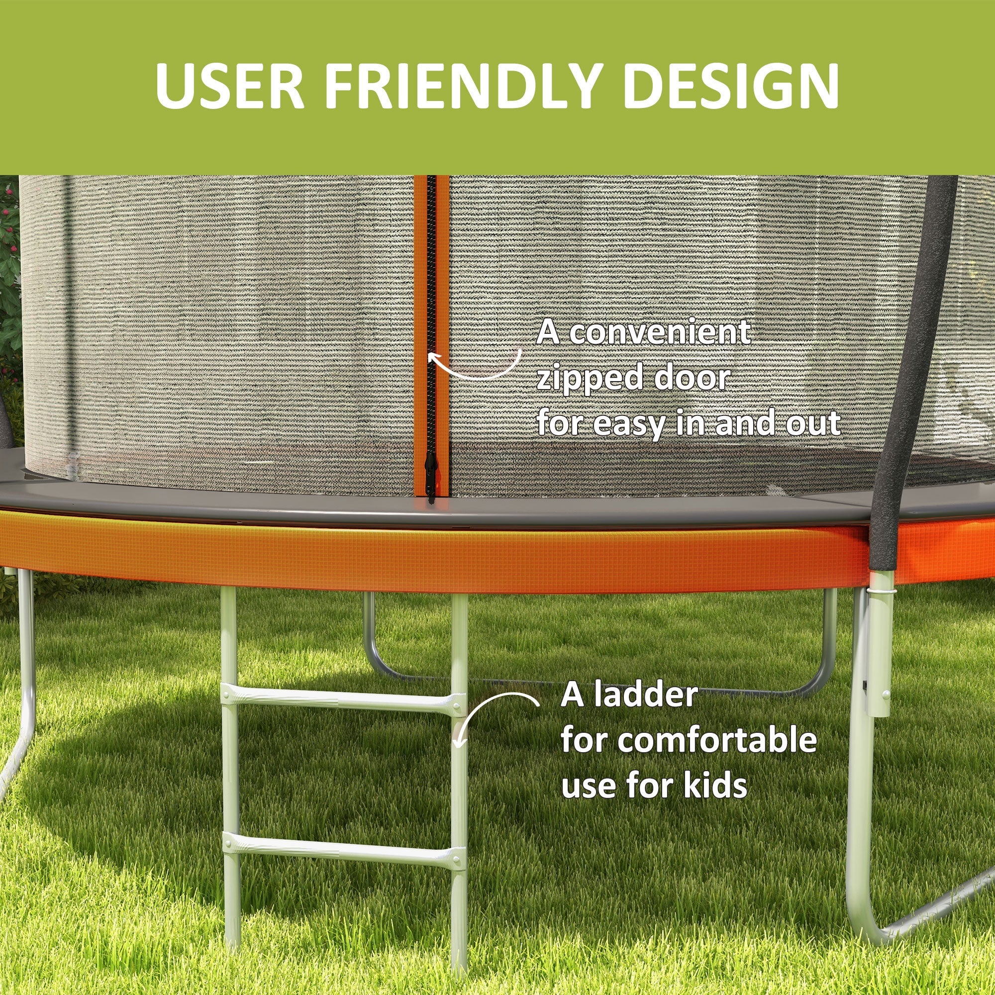 Soozier 10ft Outdoor Trampoline with Enclosure Net, Ladder - Fitness Trampoline for Teens, Adults