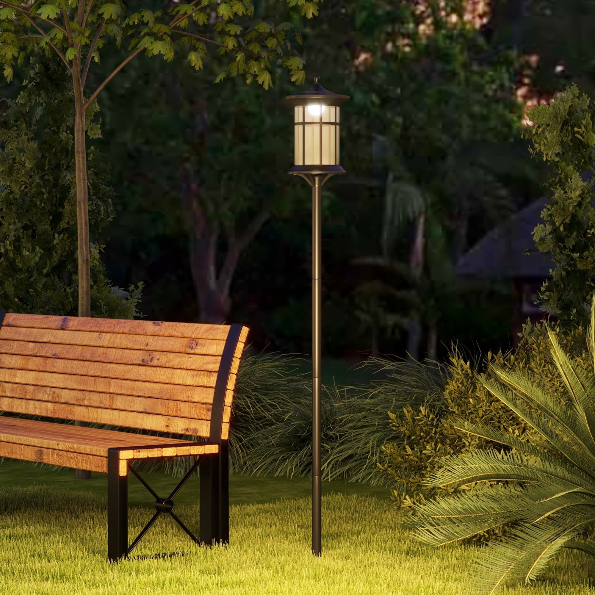 Outsunny 72" Solar LED Post Light - Cool White, Waterproof IP44 for Outdoor Patio, Garden, Backyard, Pathway