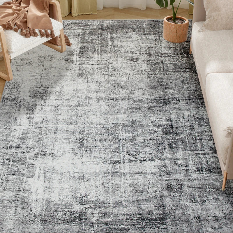 Area Rug for Living Room 8x10, Modern Abstract Machine Washable Rug, Non-Slip Carpet for Bedroom, Dining Room, Grey