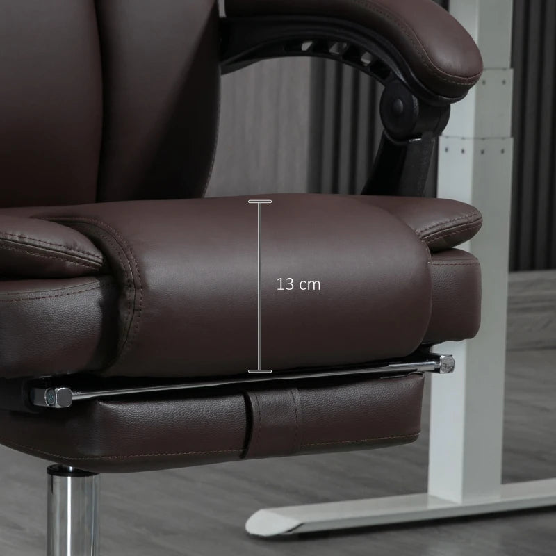 Massage Office Chair, Reclining Executive Office Chair with 6-Point Vibration, Footrest and High Back, Dark Brown