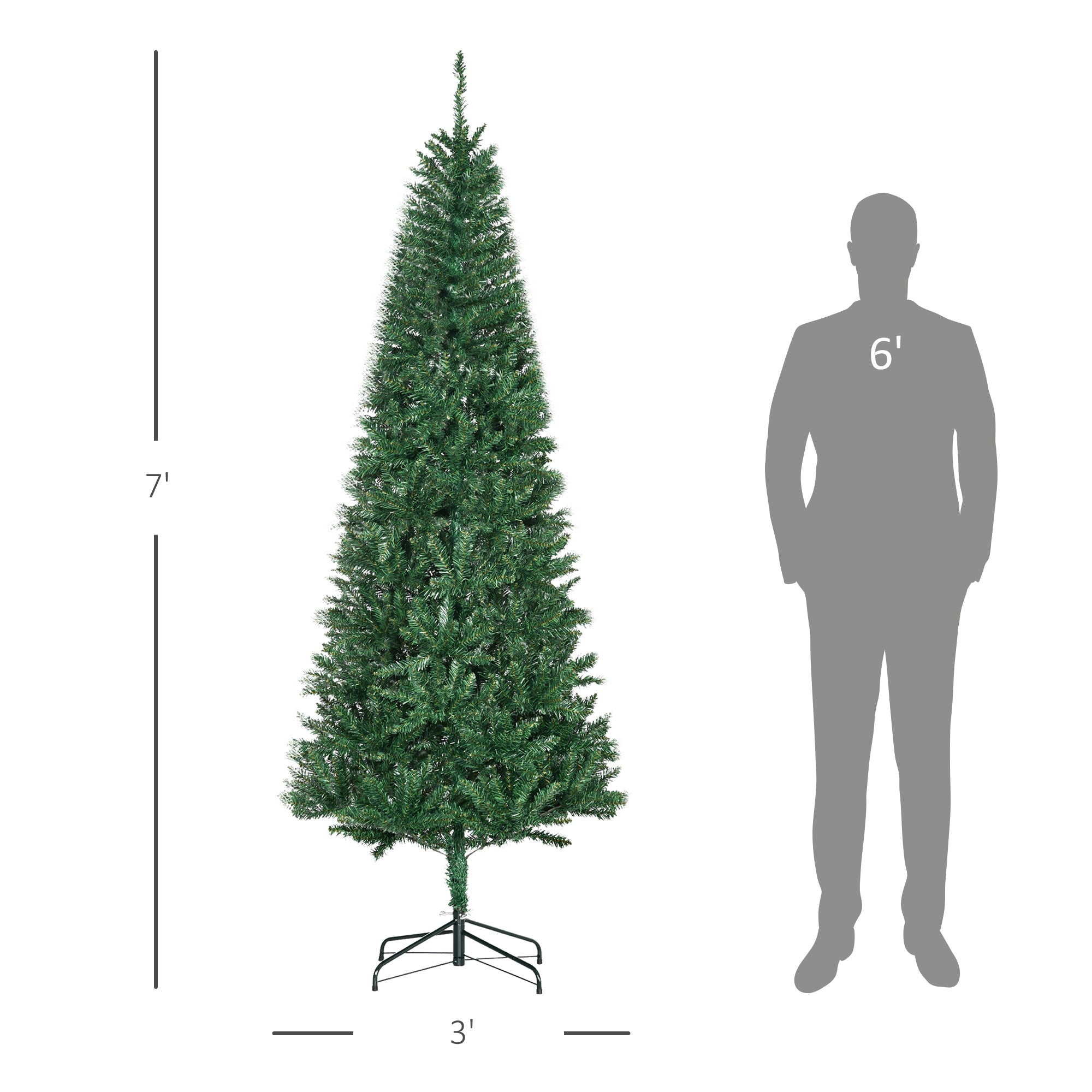 HOMCOM 7ft Artificial Christmas Tree, Xmas Tree with Metal Stand and 865 Branch Tips, Holiday Decoration, Green
