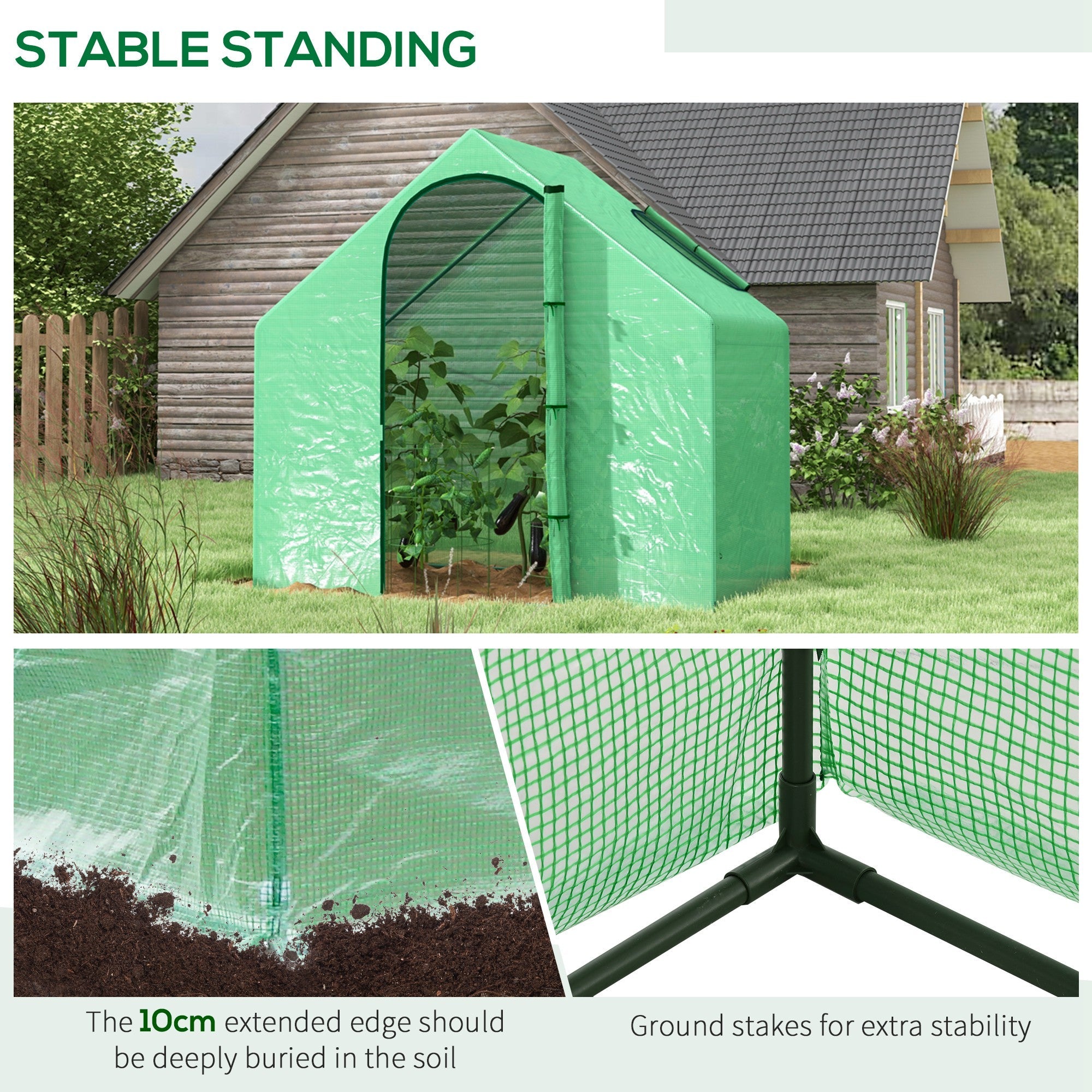 Outsunny Garden Grow Enclosure: 6x3.3x5.5ft Portable Mini Flower Plant Growing Green PVC Tunnel Outdoor Warm House