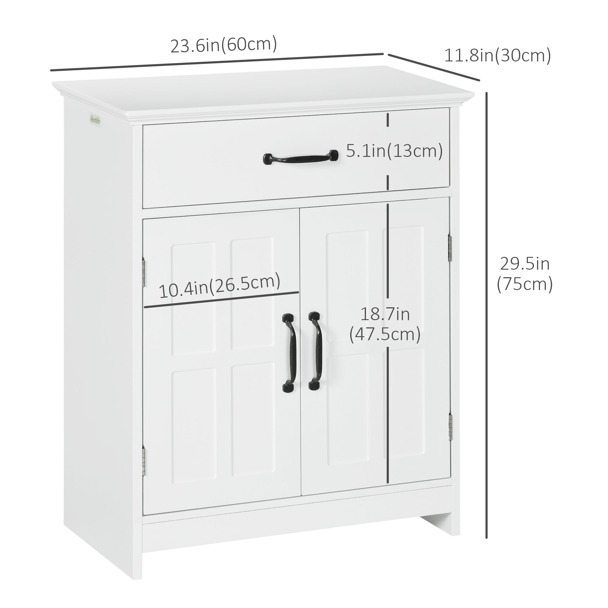 kleankin 2-Door Bathroom Cabinet: Adjustable Shelves, Versatile Storage & Compact 23.6"x11.8"x29.5" Design in White Finish