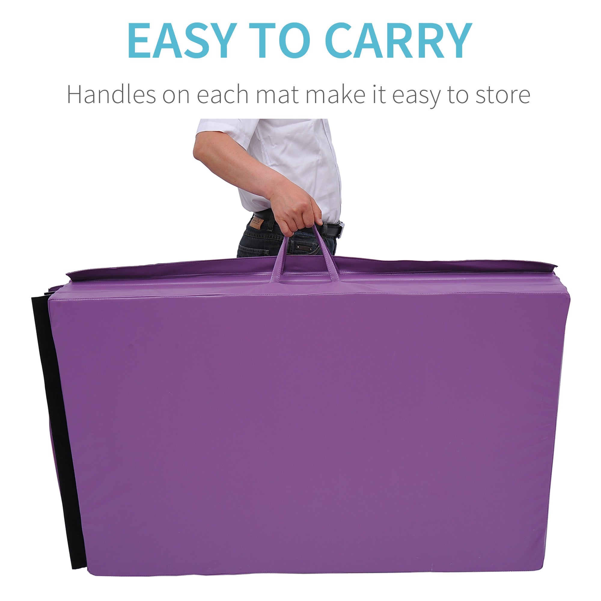 Soozier Folding Gymnastics Mat 4'x10' Exercise Tumbling Pad with Handles for Yoga MMA Martial Arts Stretching Purple