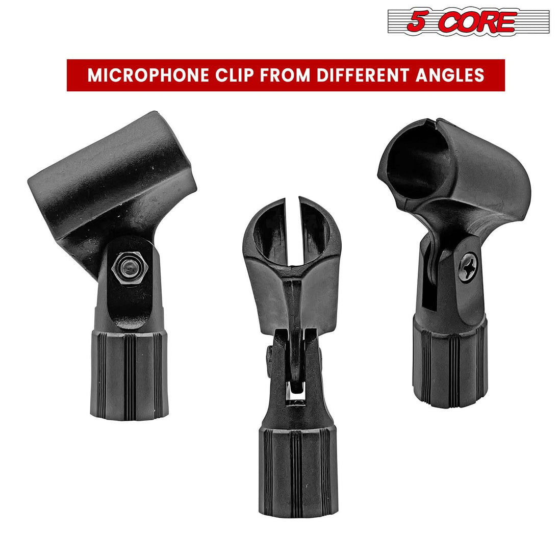 5Core Microphone Clip Holder – 4-Piece Set with 5/8 to 3/8 Inch Screw Adapters